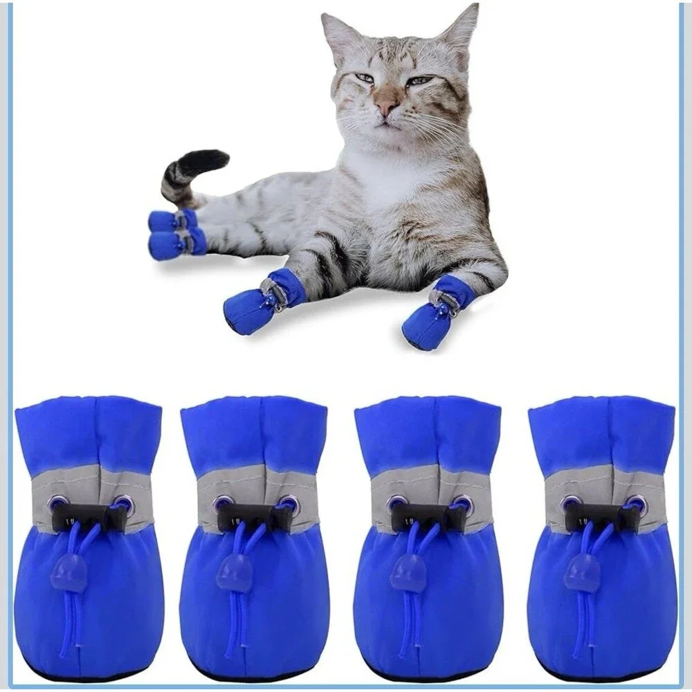 Soft & Cozy Dog Boots for Small Dogs - Blue, Adjustable Size 7 -Indoor/Outdoor